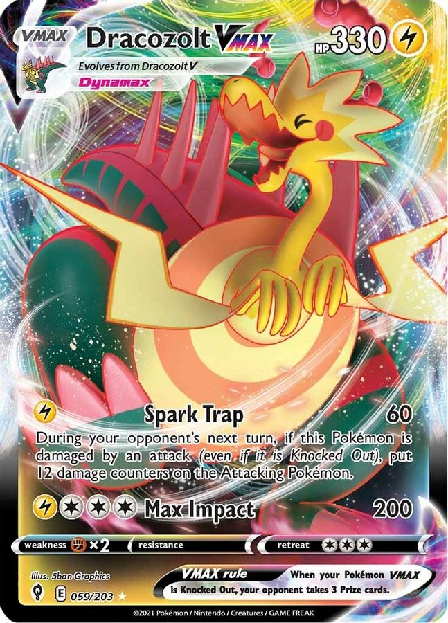 Buy Pokemon cards Australia - Dracozolt VMAX 059/203 - Premium Raw Card from Monster Mart - Pokémon Card Emporium - Shop now at Monster Mart - Pokémon Cards Australia. Evolving Skies, New 18 Mar, VMAX