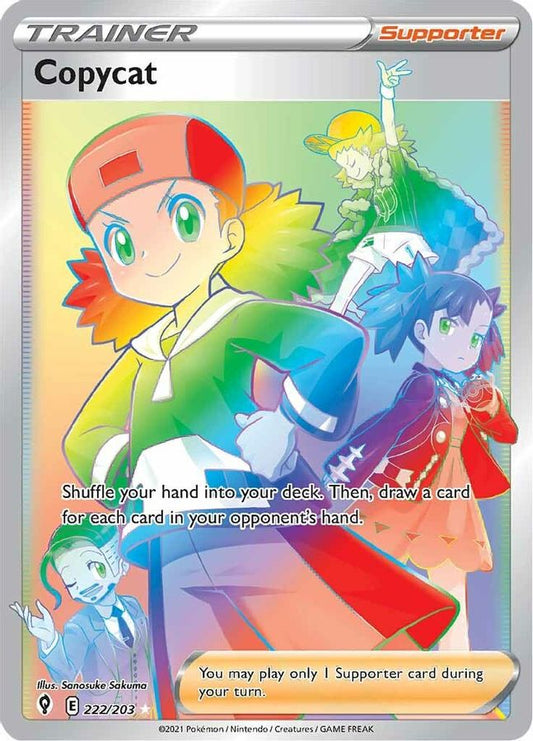 Buy Pokemon cards Australia - Copycat Rainbow Trainer 222/203 - Premium Raw Card from Monster Mart - Pokémon Card Emporium - Shop now at Monster Mart - Pokémon Cards Australia. Evolving Skies, Rainbow, Secret Rare, Trainer