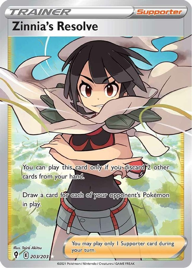 Buy Pokemon cards Australia - Zinnia's Resolve 203/203 - Premium Raw Card from Monster Mart - Pokémon Card Emporium - Shop now at Monster Mart - Pokémon Cards Australia. Evolving Skies, Trainer