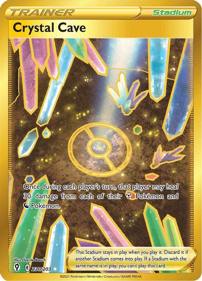 Buy Pokemon cards Australia - Crystal Cave 230/203 - Premium Raw Card from Monster Mart - Pokémon Card Emporium - Shop now at Monster Mart - Pokémon Cards Australia. Evolving Skies, Gold, Secret Rare