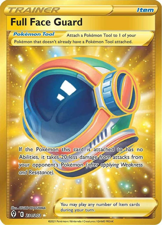 Buy Pokemon cards Australia - Full Face Guard 231/203 - Premium Raw Card from Monster Mart - Pokémon Card Emporium - Shop now at Monster Mart - Pokémon Cards Australia. Evolving Skies, Secret Rare, Trainer