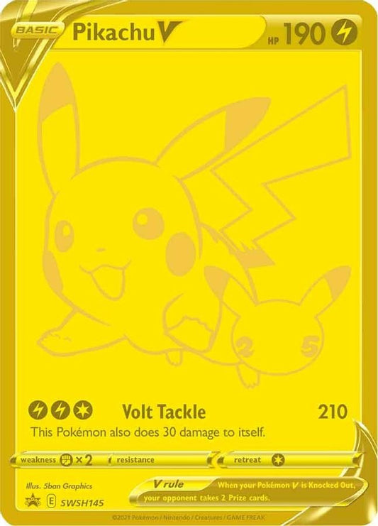 Buy Pokemon cards Australia - Pikachu V SWSH145 - Premium Raw Card from Monster Mart - Pokémon Card Emporium - Shop now at Monster Mart - Pokémon Cards Australia. Gold, Promo, Sword & Shield, Trainer