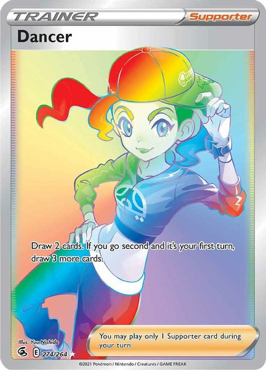 Buy Pokemon cards Australia - Dancer Rainbow Trainer 274/264 - Premium Raw Card from Monster Mart - Pokémon Card Emporium - Shop now at Monster Mart - Pokémon Cards Australia. Fusion Strike, Rainbow, Secret Rare, Trainer