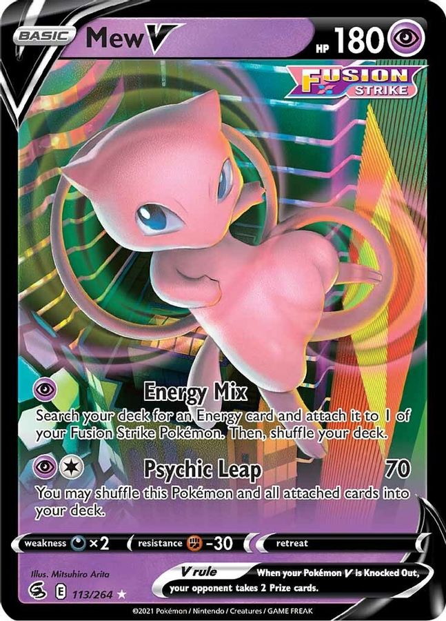 Buy Pokemon cards Australia - Mew V 113/264 - Premium Raw Card from Monster Mart - Pokémon Card Emporium - Shop now at Monster Mart - Pokémon Cards Australia. Fusion Strike