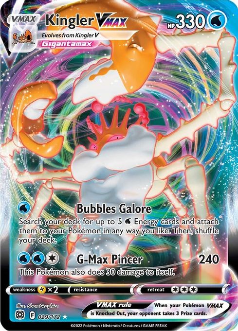 Buy Pokemon cards Australia - Kingler VMAX 029/172 - Premium Raw Card from Monster Mart - Pokémon Card Emporium - Shop now at Monster Mart - Pokémon Cards Australia. Brilliant Stars, MMB20, VMAX