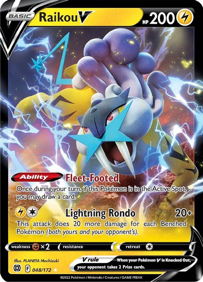 Buy Pokemon cards Australia - Raikou V 048/172 - Premium Raw Card from Monster Mart - Pokémon Card Emporium - Shop now at Monster Mart - Pokémon Cards Australia. Brilliant Stars, New 11 Mar