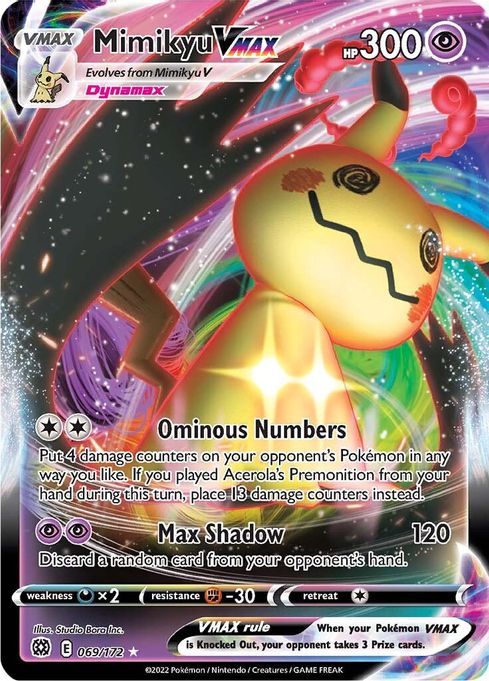 Buy Pokemon cards Australia - Mimikyu VMAX 069/172 - Premium Raw Card from Monster Mart - Pokémon Card Emporium - Shop now at Monster Mart - Pokémon Cards Australia. Brilliant Stars, VMAX