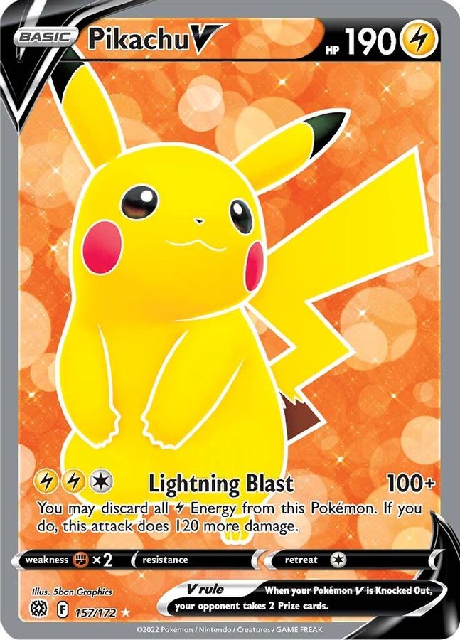 Buy Pokemon cards Australia - Pikachu V 157/172 - Premium Raw Card from Monster Mart - Pokémon Card Emporium - Shop now at Monster Mart - Pokémon Cards Australia. Brilliant Stars, Full Art