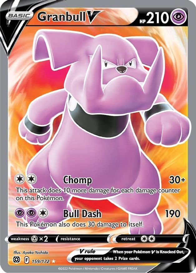 Buy Pokemon cards Australia - Granbull V 159/172 - Premium Raw Card from Monster Mart - Pokémon Card Emporium - Shop now at Monster Mart - Pokémon Cards Australia. Brilliant Stars, Full Art, MMB40