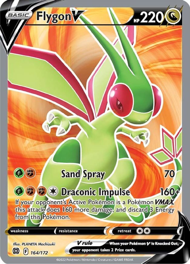 Buy Pokemon cards Australia - Flygon V Full Art 164/172 - Premium Raw Card from Monster Mart - Pokémon Card Emporium - Shop now at Monster Mart - Pokémon Cards Australia. Brilliant Stars, Full Art, MMB10