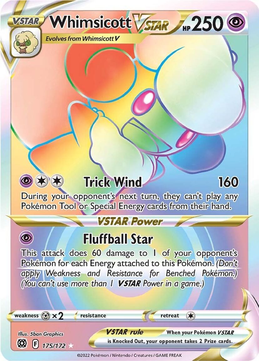 Buy Pokemon cards Australia - Whimsicott VSTAR Rainbow 175/172 - Premium Raw Card from Monster Mart - Pokémon Card Emporium - Shop now at Monster Mart - Pokémon Cards Australia. Brilliant Stars, Rainbow