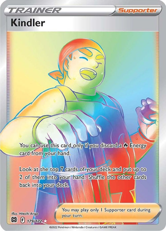 Buy Pokemon cards Australia - Kindler Rainbow Trainer 179/172 - Premium Raw Card from Monster Mart - Pokémon Card Emporium - Shop now at Monster Mart - Pokémon Cards Australia. Brilliant Stars, Rainbow, Trainer