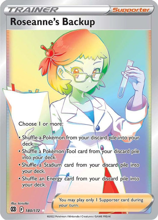 Buy Pokemon cards Australia - Roseanne's Backup 180/172 - Premium Raw Card from Monster Mart - Pokémon Card Emporium - Shop now at Monster Mart - Pokémon Cards Australia. Brilliant Stars, MMB20, Rainbow, Secret Rare, Trainer