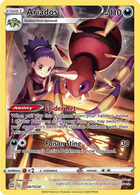 Buy Pokemon cards Australia - Ariados TG09/TG30 - Premium Raw Card from Monster Mart - Pokémon Card Emporium - Shop now at Monster Mart - Pokémon Cards Australia. Brilliant Stars, MMB10, Trainer Gallery