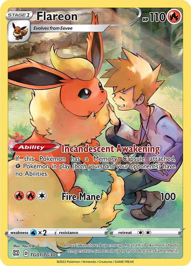 Buy Pokemon cards Australia - Flareon TG01/TG30 - Premium Raw Card from Monster Mart - Pokémon Card Emporium - Shop now at Monster Mart - Pokémon Cards Australia. Brilliant Stars, Trainer Gallery