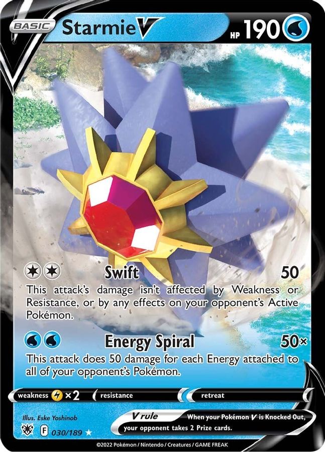 Buy Pokemon cards Australia - Starmie V 030/189 - Premium Raw Card from Monster Mart - Pokémon Card Emporium - Shop now at Monster Mart - Pokémon Cards Australia. Astral Radiance, New 11 Mar