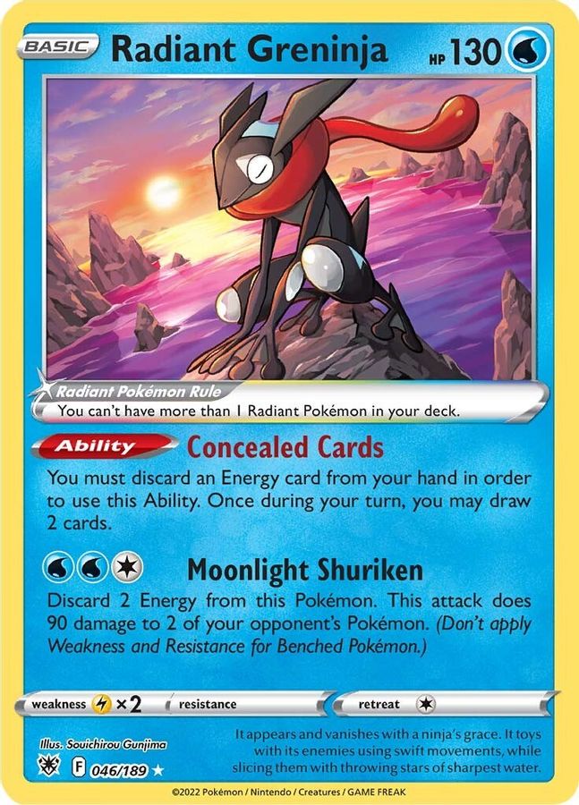 Buy Pokemon cards Australia - Radiant Greninja 046/189 - Premium Raw Card from Monster Mart - Pokémon Card Emporium - Shop now at Monster Mart - Pokémon Cards Australia. Astral Radiance, Radiant