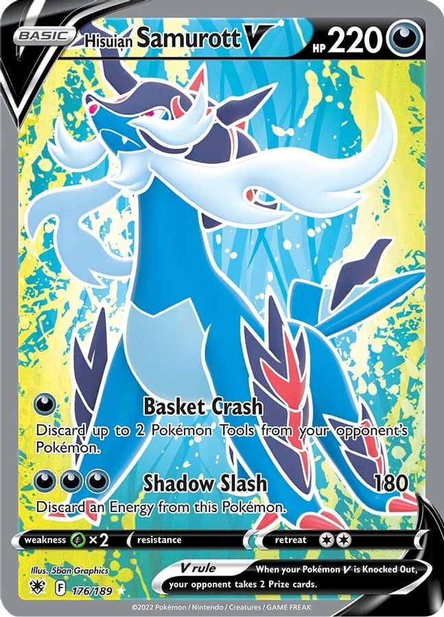 Buy Pokemon cards Australia - Samurott V 176/189 - Premium Raw Card from Monster Mart - Pokémon Card Emporium - Shop now at Monster Mart - Pokémon Cards Australia. Astral Radiance, Full Art, New 27 Feb