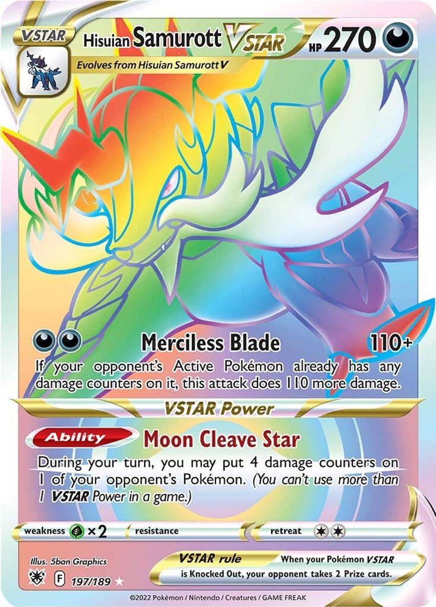 Buy Pokemon cards Australia - Samurott VSTAR Rainbow 197/189 - Premium Raw Card from Monster Mart - Pokémon Card Emporium - Shop now at Monster Mart - Pokémon Cards Australia. Astral Radiance, Rainbow, VSTAR