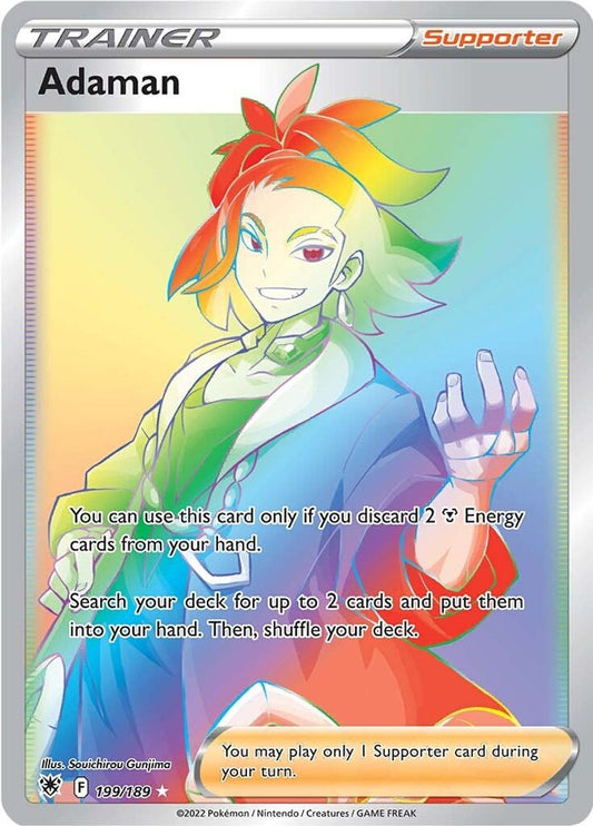 Buy Pokemon cards Australia - Adaman Trainer Rainbow 199/189 - Premium Raw Card from Monster Mart - Pokémon Card Emporium - Shop now at Monster Mart - Pokémon Cards Australia. Astral Radiance, Rainbow, Trainer