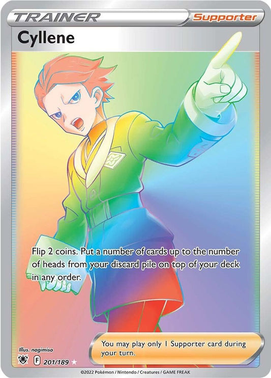 Buy Pokemon cards Australia - Cyllene Trainer Rainbow 201/189 - Premium Raw Card from Monster Mart - Pokémon Card Emporium - Shop now at Monster Mart - Pokémon Cards Australia. Astral Radiance, Rainbow, Secret Rare