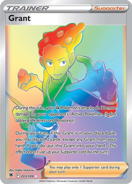 Buy Pokemon cards Australia - Grant Rainbow Trainer 203/189 - Premium Raw Card from Monster Mart - Pokémon Card Emporium - Shop now at Monster Mart - Pokémon Cards Australia. Astral Radiance, Rainbow, Secret Rare