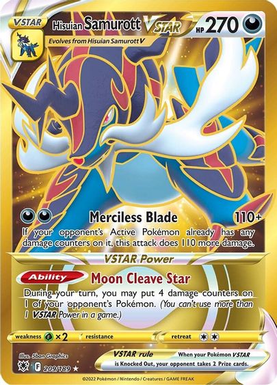 Buy Pokemon cards Australia - Samurott VSTAR 209/189 - Premium Raw Card from Monster Mart - Pokémon Card Emporium - Shop now at Monster Mart - Pokémon Cards Australia. Astral Radiance, Gold, Secret Rare