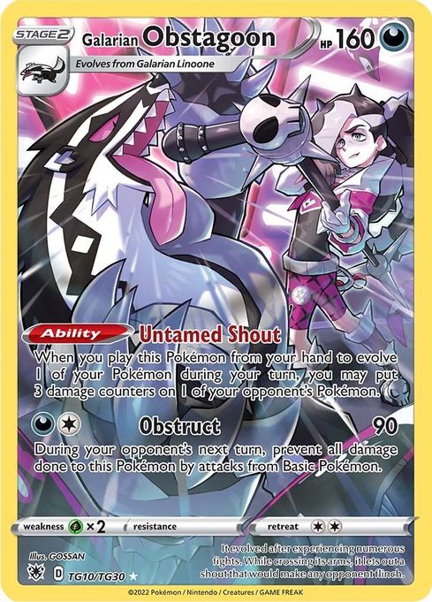 Buy Pokemon cards Australia - Obstagoon TG10/TG30 - Premium Raw Card from Monster Mart - Pokémon Card Emporium - Shop now at Monster Mart - Pokémon Cards Australia. Astral Radiance, Trainer Gallery