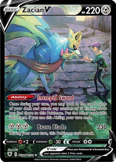 Buy Pokemon cards Australia - Zacian V TG21/TG30 - Premium Raw Card from Monster Mart - Pokémon Card Emporium - Shop now at Monster Mart - Pokémon Cards Australia. Astral Radiance, Trainer Gallery