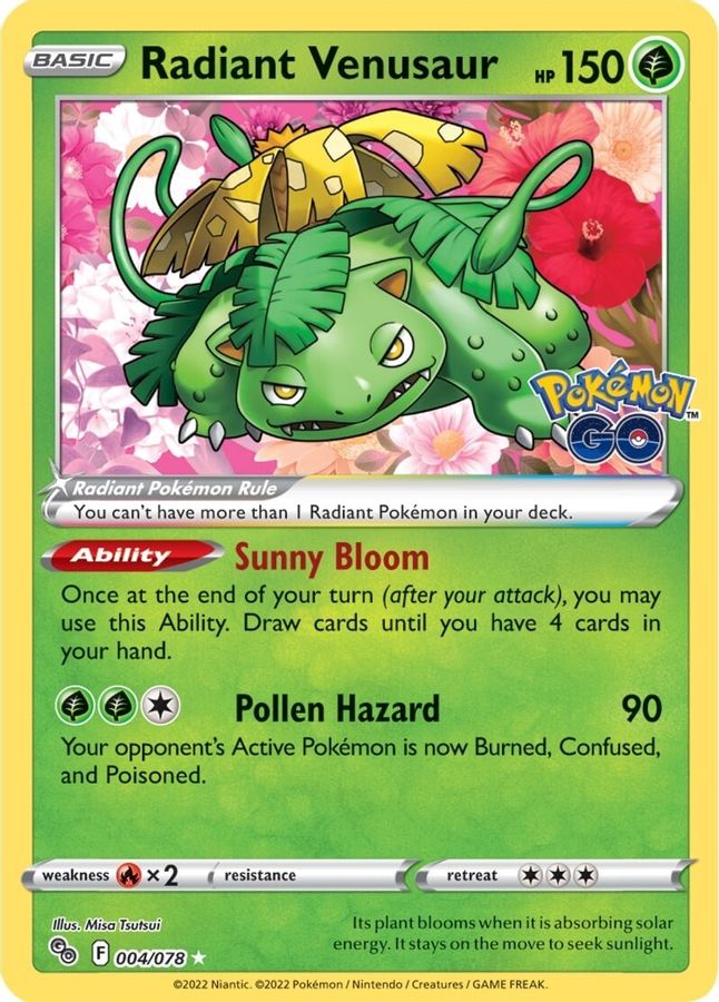 Buy Pokemon cards Australia - Radiant Venusaur 004/078 - Premium Raw Card from Monster Mart - Pokémon Card Emporium - Shop now at Monster Mart - Pokémon Cards Australia. Pokemon Go, Radiant