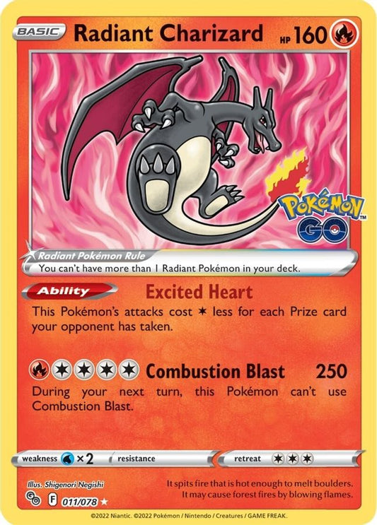 Buy Pokemon cards Australia - Radiant Charizard 011/078 - Premium Raw Card from Monster Mart - Pokémon Card Emporium - Shop now at Monster Mart - Pokémon Cards Australia. Pokemon Go, Radiant