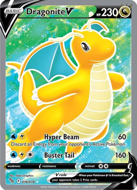 Buy Pokemon cards Australia - Dragonite V 076/078 - Premium Raw Card from Monster Mart - Pokémon Card Emporium - Shop now at Monster Mart - Pokémon Cards Australia. Full Art, Pokemon Go