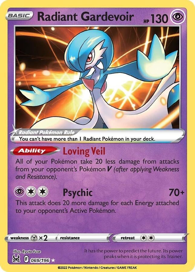 Buy Pokemon cards Australia - Radiant Gardevoir 069/196 - Premium Raw Card from Monster Mart - Pokémon Card Emporium - Shop now at Monster Mart - Pokémon Cards Australia. Lost Origin, MMB50, Radiant Rare