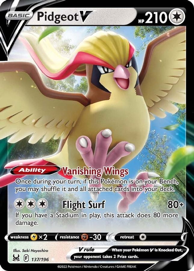 Buy Pokemon cards Australia - Pidgeot V 137/196 - Premium Raw Card from Monster Mart - Pokémon Card Emporium - Shop now at Monster Mart - Pokémon Cards Australia. Lost Origin, MMB50, New 19 Mar