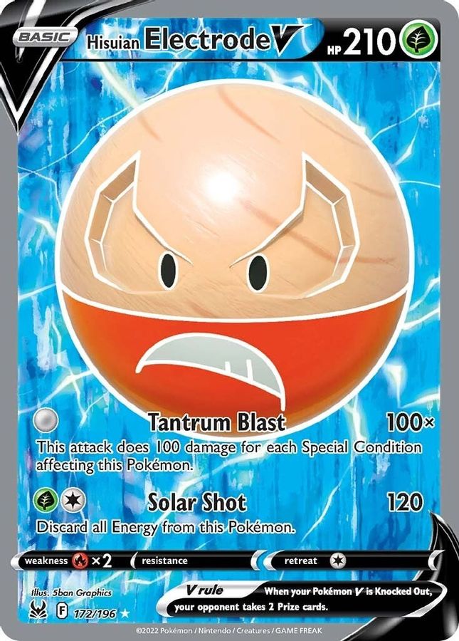 Buy Pokemon cards Australia - Electrode V Full Art 172/196 - Premium Raw Card from Monster Mart - Pokémon Card Emporium - Shop now at Monster Mart - Pokémon Cards Australia. Full Art, Lost Origin, MMB20