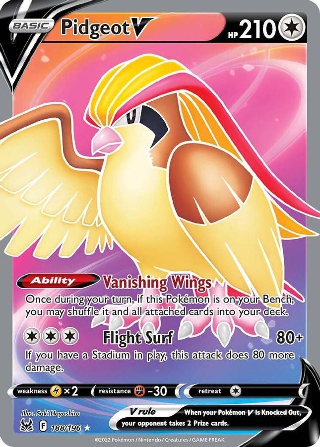 Buy Pokemon cards Australia - Pidgeot V 188/196 - Premium Raw Card from Monster Mart - Pokémon Card Emporium - Shop now at Monster Mart - Pokémon Cards Australia. Full Art, Lost Origin, New 27 Feb