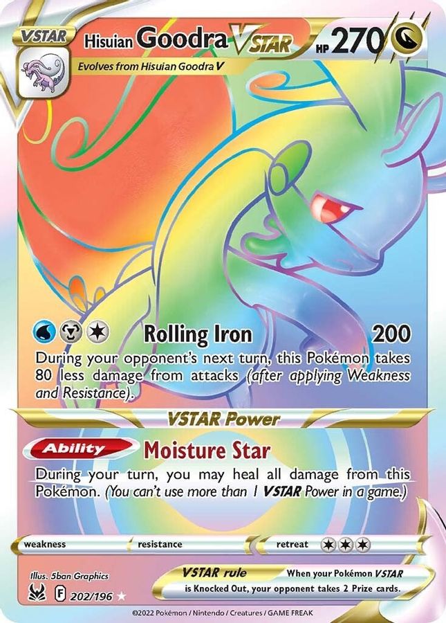 Buy Pokemon cards Australia - Goodra VSTAR Rainbow 202/196 - Premium Raw Card from Monster Mart - Pokémon Card Emporium - Shop now at Monster Mart - Pokémon Cards Australia. Lost Origin, Rainbow, Secret Rare, VSTAR