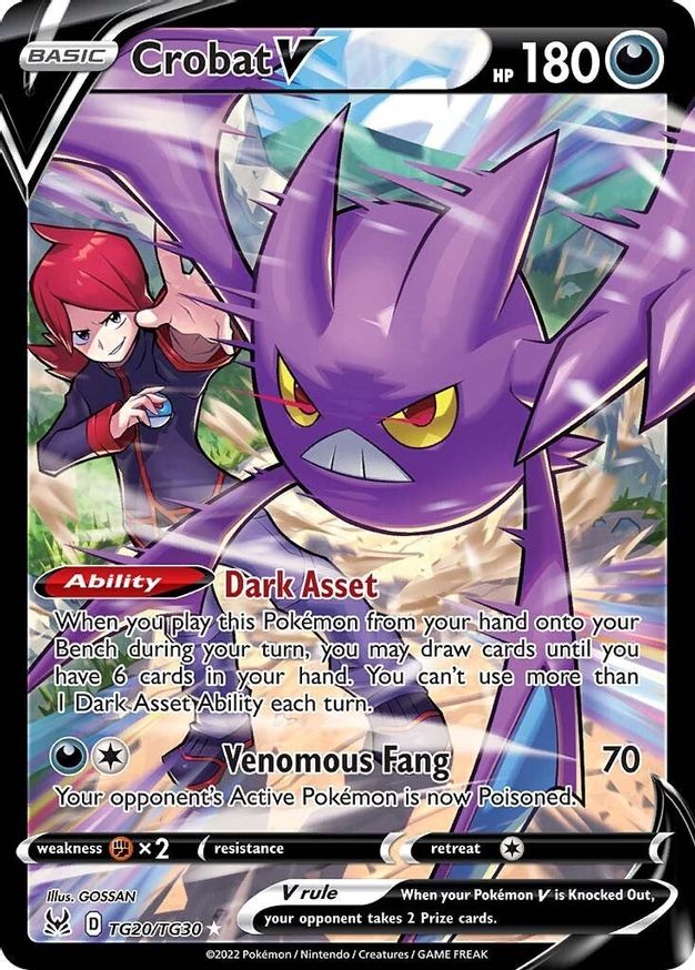 Buy Pokemon cards Australia - Crobat V TG20/TG30 - Premium Raw Card from Monster Mart - Pokémon Card Emporium - Shop now at Monster Mart - Pokémon Cards Australia. Lost Origin, MMB20, Trainer Gallery