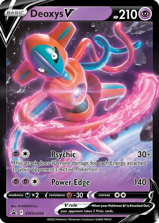 Buy Pokemon cards Australia - Deoxys V SWSH266 - Premium Raw Card from Monster Mart - Pokémon Card Emporium - Shop now at Monster Mart - Pokémon Cards Australia. Promo, Sword & Shield