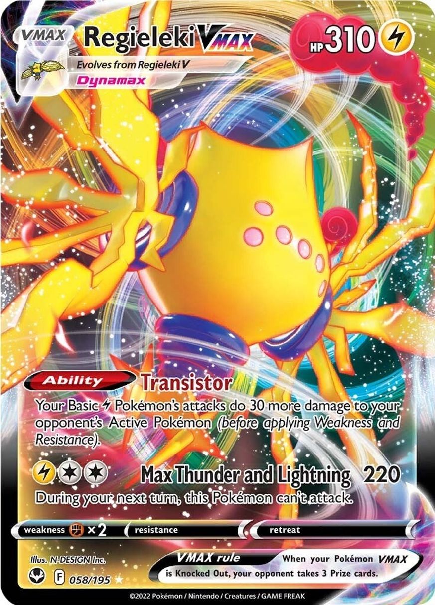 Buy Pokemon cards Australia - Regieleki VMAX 058/195 - Premium Raw Card from Monster Mart - Pokémon Card Emporium - Shop now at Monster Mart - Pokémon Cards Australia. MMB30, Silver Tempest, VMAX