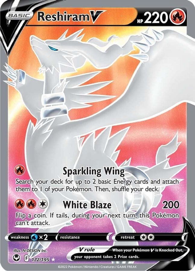 Buy Pokemon cards Australia - Reshiram V 172/195 - Premium Raw Card from Monster Mart - Pokémon Card Emporium - Shop now at Monster Mart - Pokémon Cards Australia. Full Art, Silver Tempest, Ultra Rare