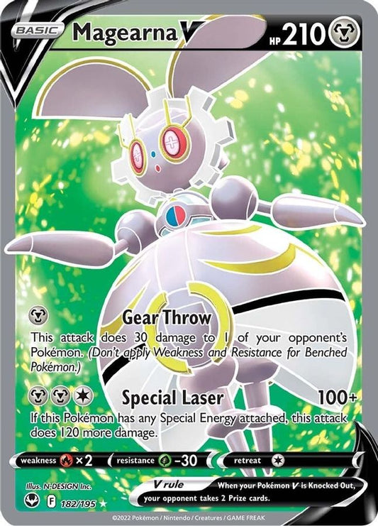 Buy Pokemon cards Australia - Magearna V 182/195 - Premium Raw Card from Monster Mart - Pokémon Card Emporium - Shop now at Monster Mart - Pokémon Cards Australia. Full Art, Silver Tempest