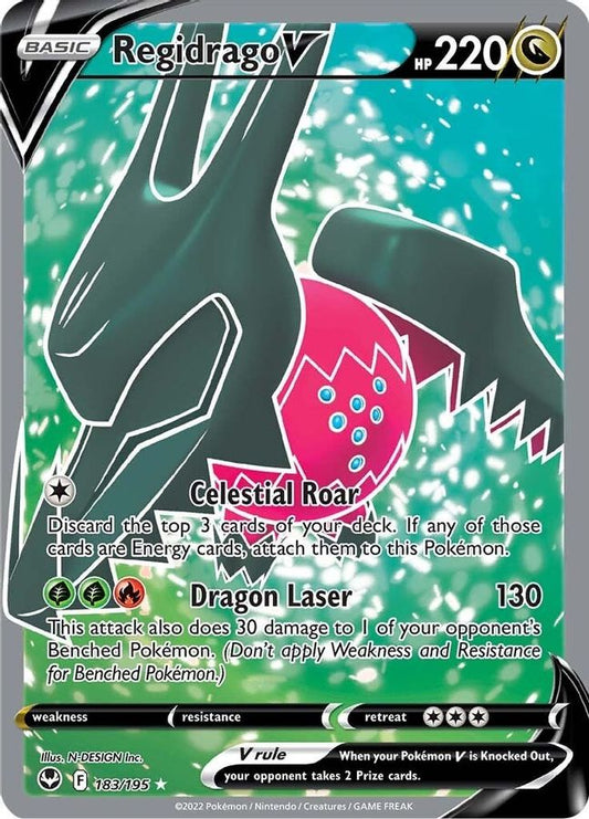 Buy Pokemon cards Australia - Regidrago V Full Art 183/195 - Premium Raw Card from Monster Mart - Pokémon Card Emporium - Shop now at Monster Mart - Pokémon Cards Australia. BF10, Full Art, Silver Tempest