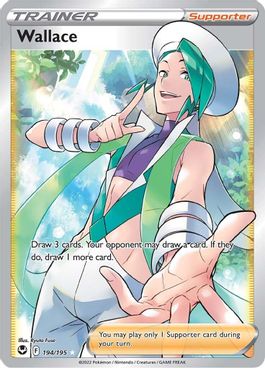 Buy Pokemon cards Australia - Wallace 194/195 - Premium Raw Card from Monster Mart - Pokémon Card Emporium - Shop now at Monster Mart - Pokémon Cards Australia. Full Art, Silver Tempest, Trainer