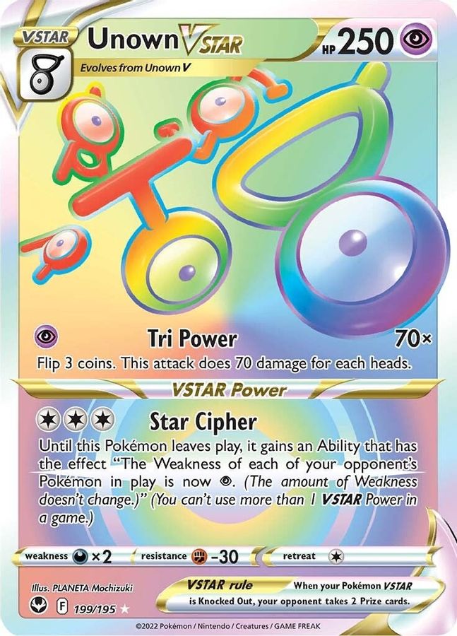 Buy Pokemon cards Australia - Unown VSTAR 199/195 - Premium Raw Card from Monster Mart - Pokémon Card Emporium - Shop now at Monster Mart - Pokémon Cards Australia. BF10, MMB10, Rainbow, Silver Tempest, VSTAR