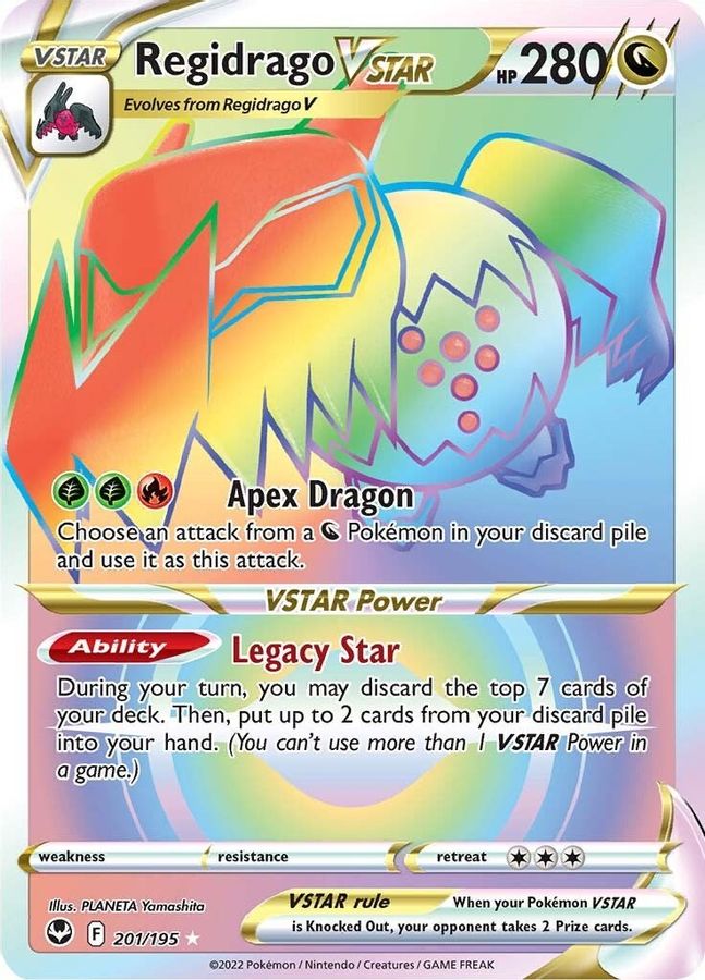 Buy Pokemon cards Australia - Regidrago VSTAR 201/195 - Premium Raw Card from Monster Mart - Pokémon Card Emporium - Shop now at Monster Mart - Pokémon Cards Australia. BF10, Rainbow, Silver Tempest, VSTAR