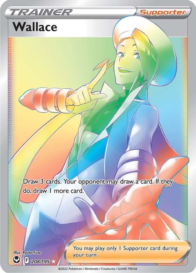 Buy Pokemon cards Australia - Wallace 208/195 - Premium Raw Card from Monster Mart - Pokémon Card Emporium - Shop now at Monster Mart - Pokémon Cards Australia. Rainbow, Silver Tempest, Trainer