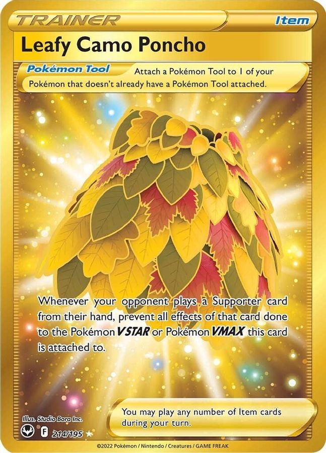 Buy Pokemon cards Australia - Leafy Camo Poncho 214/195 - Premium Raw Card from Monster Mart - Pokémon Card Emporium - Shop now at Monster Mart - Pokémon Cards Australia. Gold, Secret Rare, Silver Tempest, Trainer