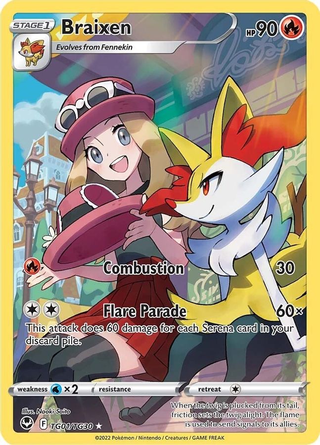 Buy Pokemon cards Australia - Braixen TG01/TG30 - Premium Raw Card from Monster Mart - Pokémon Card Emporium - Shop now at Monster Mart - Pokémon Cards Australia. Silver Tempest, Trainer Gallery