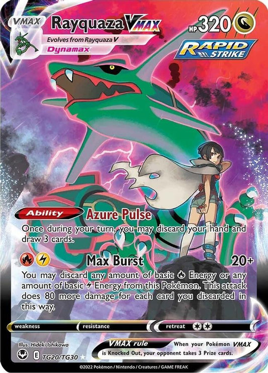 Buy Pokemon cards Australia - Rayquaza VMAX TG20/TG30 - Premium Raw Card from Monster Mart - Pokémon Card Emporium - Shop now at Monster Mart - Pokémon Cards Australia. MMB10, Silver Tempest, Trainer Gallery, VMAX